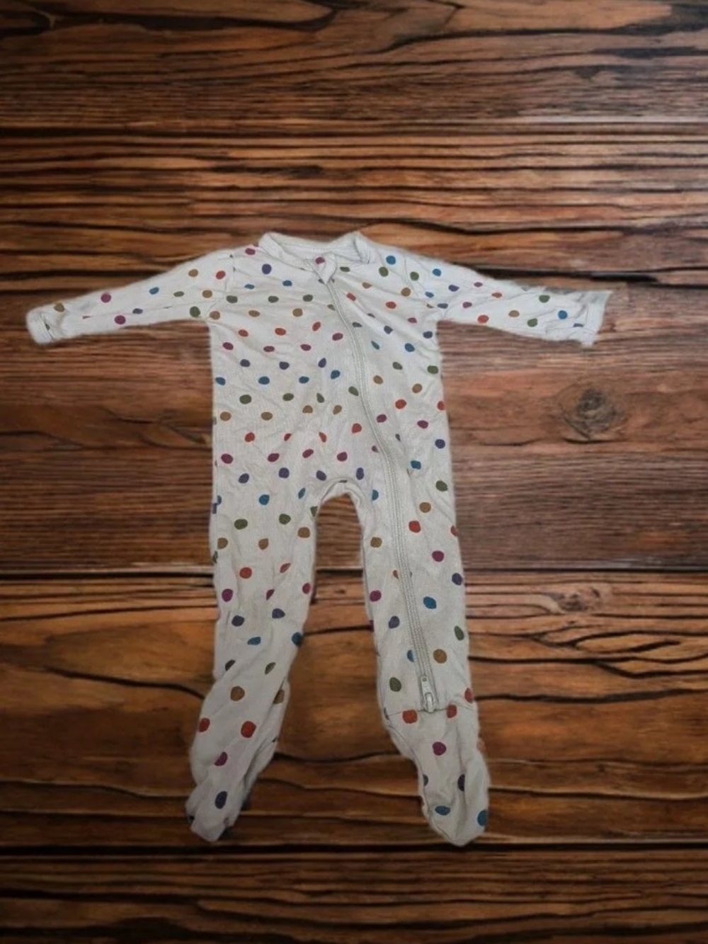 Kyte BABY Cream  Bamboo Footed One-Piece with Colorful Polka Dots